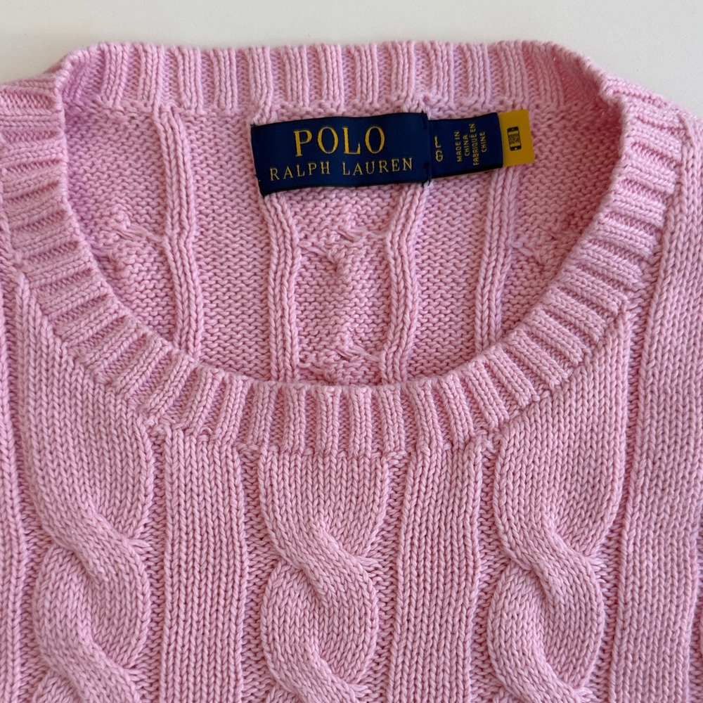Ralph Lauren Pink Cable Knit Crewneck Sweater - Picture 2 of 3